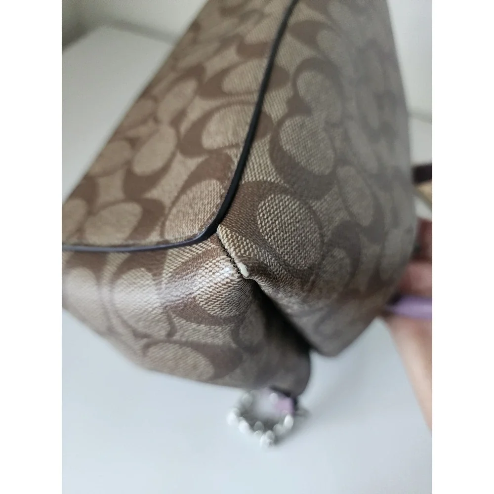 Coach F29484 Signature‎ Brown Khaki Mauve Satchel Crossbody Shoulder Bag Purse